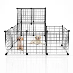 ms modstyle Small Pets Metal Wire Cage Fence for Puppies Rabbits Guinea Pigs Kittens Black Pet Crate-picture-23