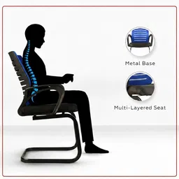 vistro Visitor Chair With heavy duty frame of metal in black color coating pack of 1 Fabric Office Visitor Chair image 4