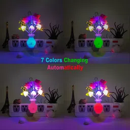 inspirecloud auto ON/Off Sensor Mushroom Shape LED Night lamp with Multicolor Light Illuminated and Flowers Night Lamp image 4