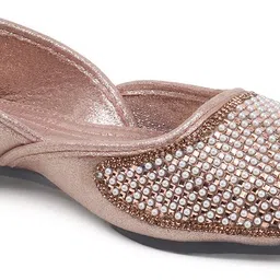 iconics Women's Glittering Rhinestone Ethnic Ballerinas Mojaris For Women image 4