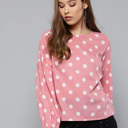 harpa Casual Puff Sleeves Printed Women Pink Top-picture-11