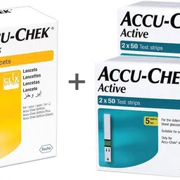 ACCU-CHEK 2 Active 100 strips with 1 Softclix Lancets 200 Glucometer Strips-picture-17