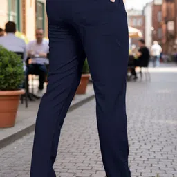 colorwings Men Regular Fit Dark Blue Polyester Trousers image 4