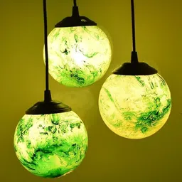 svah Handicrafted Mosaic 3 Pendant Hanging Ceiling Decorative Light(Green) Chandelier Ceiling Lamp image 2