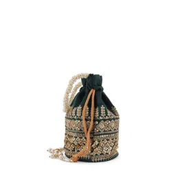 TEEJH Embellished Potli Clutch With Wrist Loop image 4