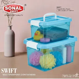 sonal Swift Transparent Container (2 Pcs Combo - Small & Big) - Capacity 6 & 11 Liter Storage Box image 3