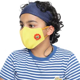 masq Anti-Pollution, Anti-Bacterial (BFE>99%) 4 Layer Embroidered, Designer, Fashionable & Protective 100% Cotton Cloth Face Mask Combo for Kids with Lanyard & Size Adjustable Ear Loops EY_Panda_Combo_03 Reusable, Washable Cloth Mask image 2