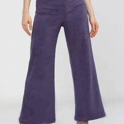 marami Women Regular Fit Purple Velvet Trousers-picture-21