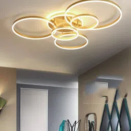 blissbells 5 Light Golden Body Modern LED Ring Chandelier for Dining Living Room Lamp Ceiling Light Ceiling Lamp image 3
