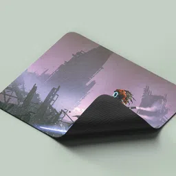 ARTOLIC Robot with glowing sword standing alone apocalyptic city Mouse Pad for Office Non Slip Base Mousepad image 4