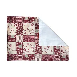 AEROHAVEN Cream & Maroon Set Of 4 Floral Printed Table Placemats image 5