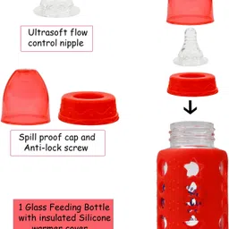 the little lookers Glass Feeding Bottle for Newborns/Infants/Babies - 120 ml image 4