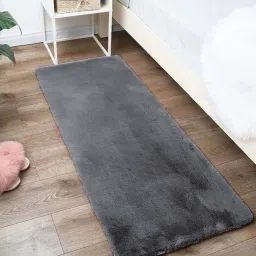 Grey Polyester 24 x 60 Inches Machine Made Floor Runner by Luxe Home International image 1