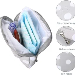 pinkmpire Women Grey, Silver, Orange Cosmetic Bag image 3