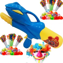 brown leaf (1 Pichkari + 6 Magic Balloon+ 1 Joker Mask)For Kids Holi Party Fun Water Gun-picture-23