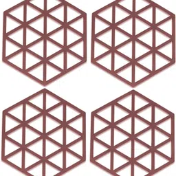 pepplo PVC Coaster Halka-A-Triangle-Red-4,Pack of 4 Silicone Trivet-picture-34