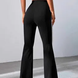 mastrey Women Striped Black Track Pants image 3