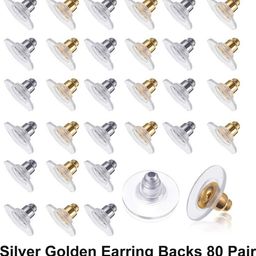 crafts haveli Silver Golden Earring Backs 80 Pair-picture-2