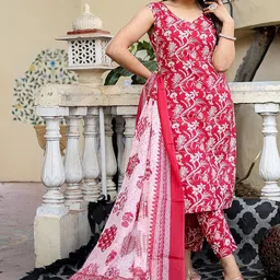lamba creations jj Floral Print Kurta, Trouser/Pant & Dupatta Set image 3