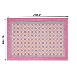 BLOCKS OF INDIA Pink & White Printed Cotton 6 Seater Table Cloth image 3