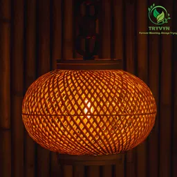 tryvyn Handcrafted Bamboo Hanging Light Shade – Eco-Friendly & Elegant Décor (20 Cm) Hanging Lights (Pendant Lights), Ceiling Lights Lamp Shade-picture-35
