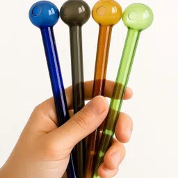 wishingbell natural Oil Burner Pipe (Pack of 4) Borosilicate 6 Inch Borosilicate Glass Outside Fitting Hookah Mouth Tip image 3