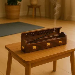 signamio 2pcs Wooden Horizontal Mini Agarbatti and Dhoop Holder Wooden Incense Holder image 5