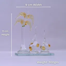 florensa Handcrafted Glass Fish & Date Palm Tree Figurine Decorative Showpiece - 11 cm image 2