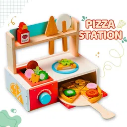 cots and cuddles Premium Quality Wooden Pizza Making Toy for Kids image 2