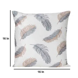 White Floral Leaf Polyester 16 x 16 Inches Cushion Covers (Set of 2) by MFD Home Furnishing image 3