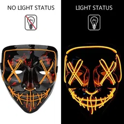 goness oripower Led Light up Ghost Mask - Joker Masks for Men Neon Light Hacker Massks Party Glow Ornament image 5