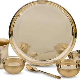 ensource Pack of 6 Bronze Pure Bronze Dinnerware | Handmade Kansa Thali Set | Ayurvedic Thali Set Dinner Set-picture-37
