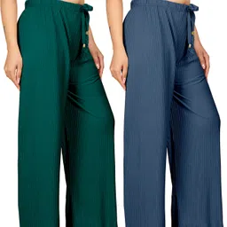 payaltextile Pack of 2 Women Regular Fit Multicolor Cotton Blend Trousers-picture-32