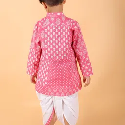BAESD Boys Ethnic Motifs Printed Pure Cotton Kurta with Dhoti Pants image 5