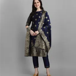 vredevogel Women Silk Blend Kurta Pant Dupatta Set-picture-27