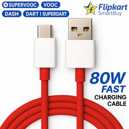 Flipkart SmartBuy USB Type C Cable 8 A 1 m TPE 80W Supervooc charger Cable supports 65W supervooc cable 33w supervooc cable 30W SUPERVOOC Dash Data Cable Wire For Dart / SuperDart Charging Compatible with Realme & OnePlus 12/OnePlus 12r /OnePlus 11/OnePlus 11R/OnePlus 10 Pro/OnePlus 10R/OnePlus 9R/ OnePlus 8 / OnePlus 8T / Oneplus 7 / OnePlus 7T / Oneplus 6 - SUPERVOOC, VOOC, DASH, WARP 80W charger Type C Cable Data Cable image 1