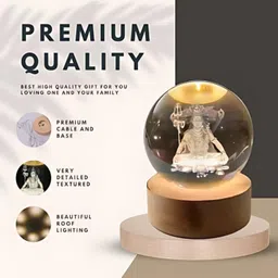 global reach 3D Crystal Ball Lamp Shiva with Wooden LED Base - Perfect for your Home Night Lamp image 3