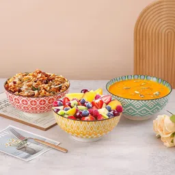 henij Ceramic Dessert Bowl Porcelain Soup Bowls, Noodle Bowl Sets for Kitchen 600ml Colorful Ceramic Bowls image 5