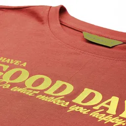 mast & harbour Women Typography Round Neck Pure Cotton Red T-Shirt image 2