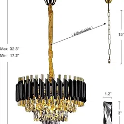 ishani Modern crystal 300mm Black Gold Crystal chandelier ceiling light jhoomar Ceiling Light Ceiling Lamp image 2
