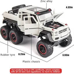 arniyavala 1/22 Benz G63 AMG 6x6 V12 Off-Road Black Pickup Model Car, Pull Back Toy car image 2