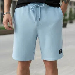 indiclub Self Design Men Light Blue Casual Shorts image 2