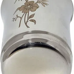 a & h enterprises (Pack of 4) Stainless Steel Laser Floral Water Glasses Set (300 ML)- 4 Pcs H61 Glass Water/Juice Glass image 3