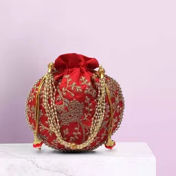 houseofcommon Women Red Potli-picture-18