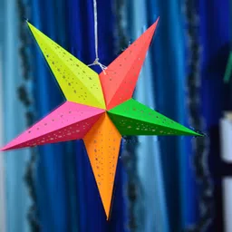 veandyou Paper Star Hanging Lantern_Multocolor_AZ48pack of 1 Multicolor Paper Hanging Lantern image 2