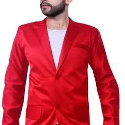 click one Men Solid Single Breasted Casual Blazer-picture-11