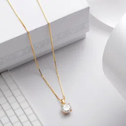 zavya Solitaire Box Chain Gold Plated 925 Sterling Silver Pendant Gold-plated Cubic Zirconia Sterling Silver Pendant-picture-18