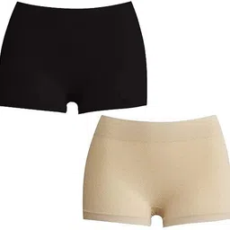 true shop Pack of 2 Solid Women Beige, Black Casual Shorts-picture-13