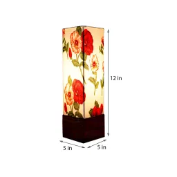 brightdaisy Minimalist Red & White Fabric Shade Table Lamp With Wood Base image 3