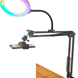 BROLAVIYA Crystal 3D LED 10 Inch RGB Ring Light, 2 Way Base Clamp With Flexible Clip Arm Mobile Holder-picture-21